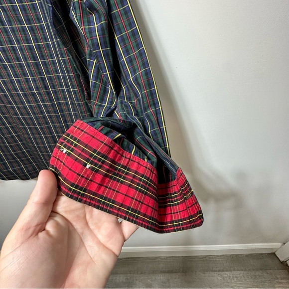 J McLaughlin Mens Large Plaid Button Down Shirt Long Sleeve Contrast Cuff - Picture 4 of 5